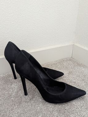 SCHUTZ Black Suede Pointed-Toe Stiletto Heels